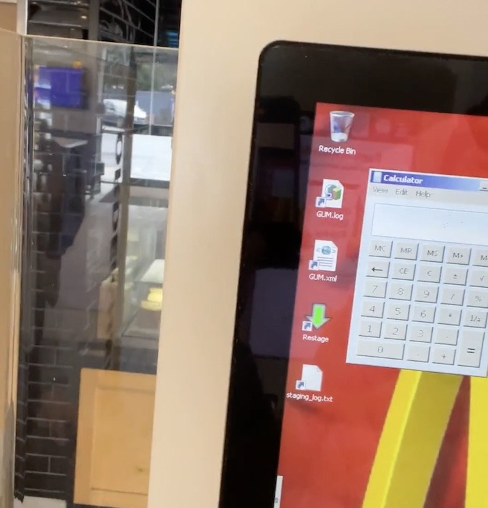 A screenshot of a Windows desktop and the calculator app on a McDonalds kiosk in Australia. More at source.