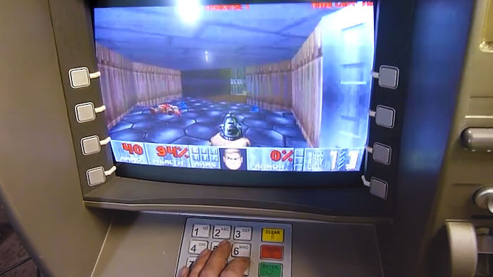 An image of Doom running on an ATM.